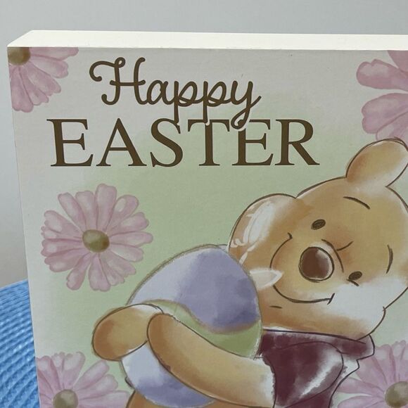 Winnie The Pooh Easter Wooden Sign with Flowers NWT - Picture 3 of 5